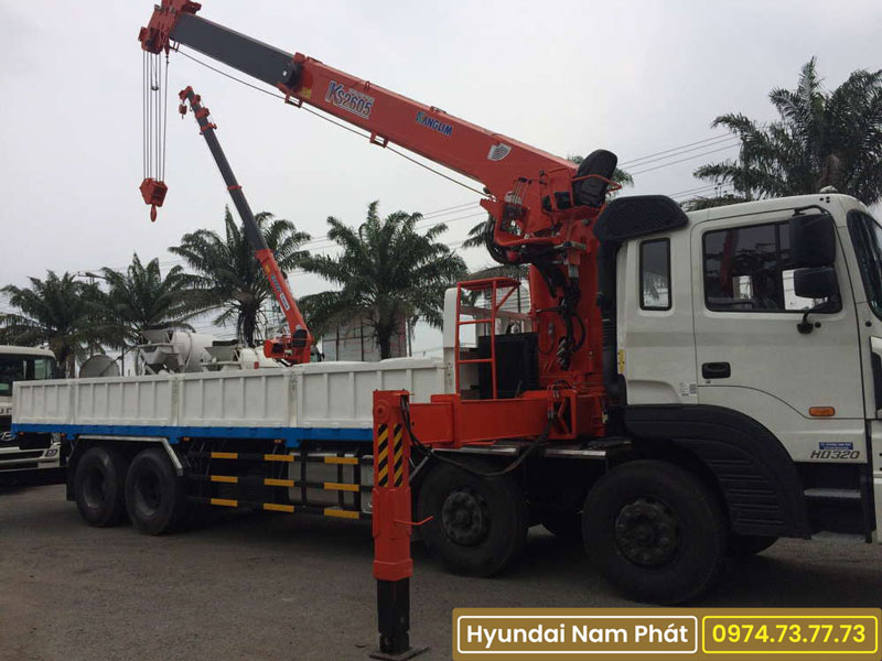 Xe Tải Hyundai 4 Chân HD320 Gắn Cẩu KangLim 10 Tấn KS2605